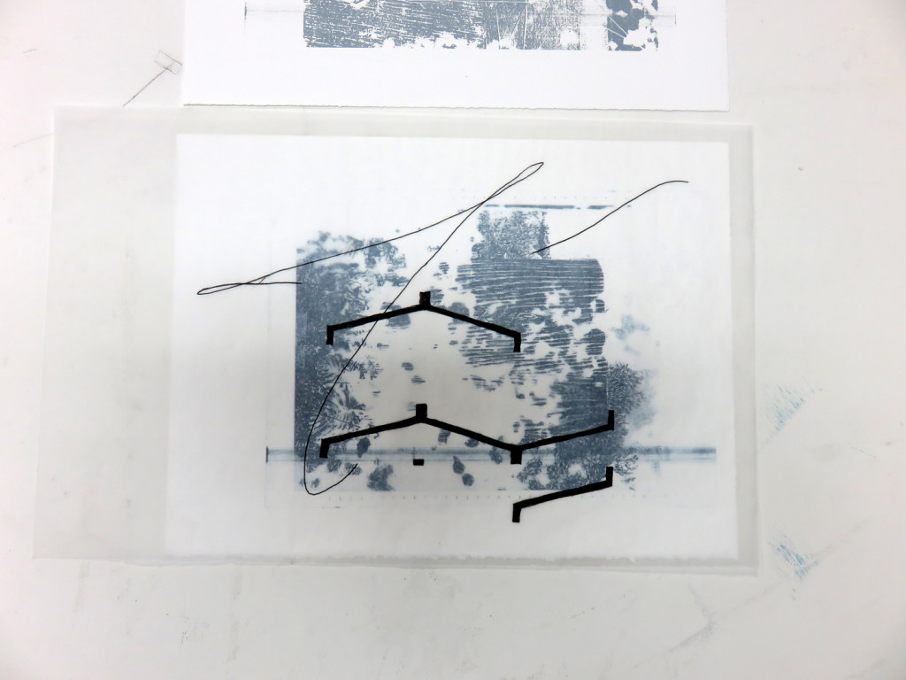 Adler Guerrier work-in-progress, triptych edition, screenprint p